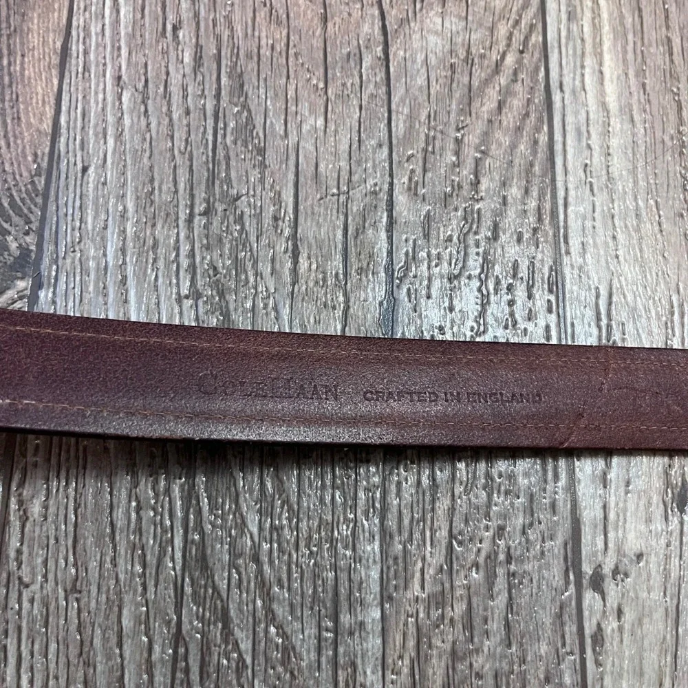 Cole Haan‎ Mens Brown Leather Belt Crafted in England Contrast Stitch Size 34